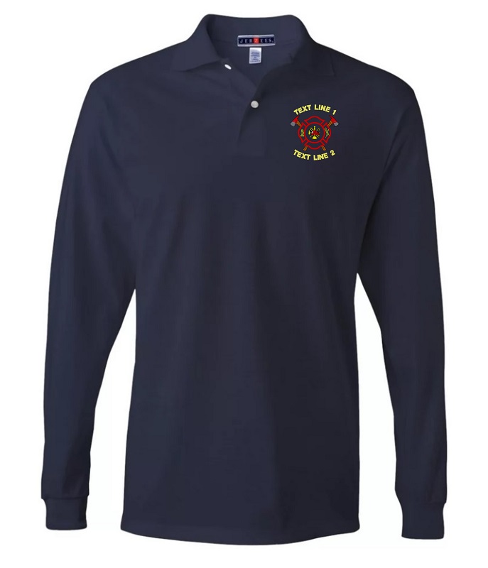 (image for) Firefighter Maltese Cross w/ Axes L/S Polo